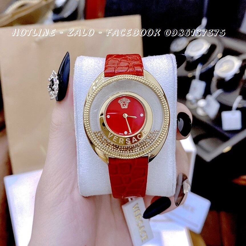 Đồng Hồ Nữ Versace Destiny Oval Dây Da Đỏ 39mm