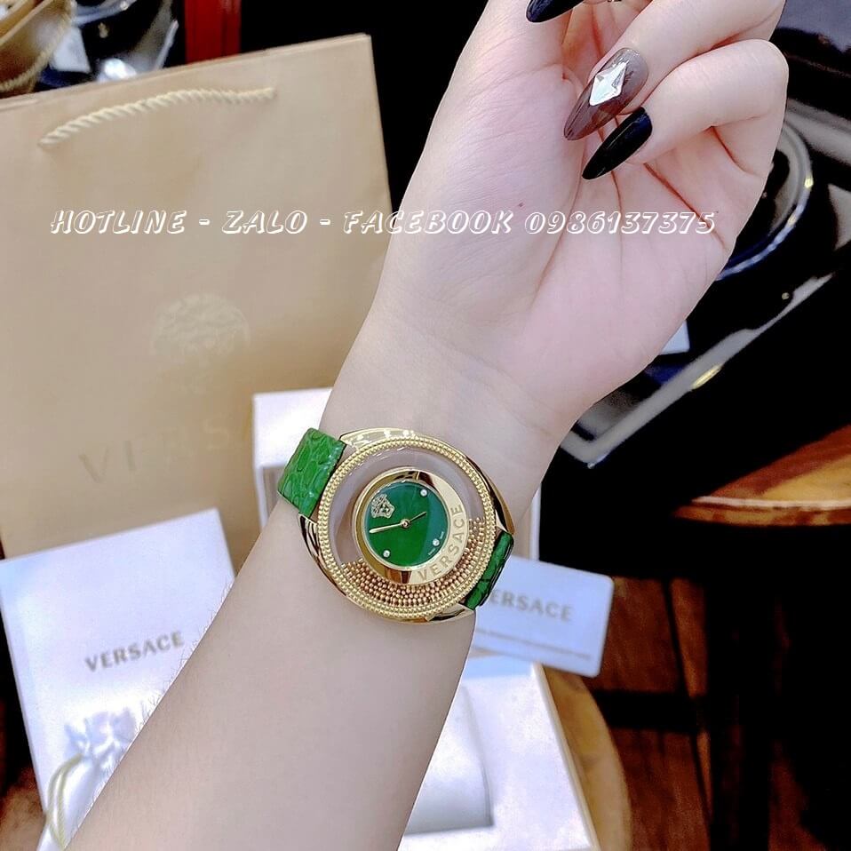 Đồng Hồ Nữ Versace Destiny Oval Dây Da Xanh Lá 39mm
