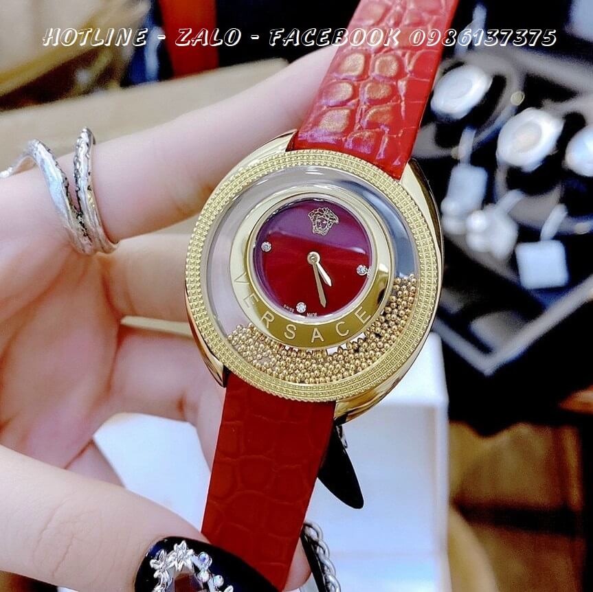 Đồng Hồ Nữ Versace Destiny Oval Dây Da Đỏ 39mm