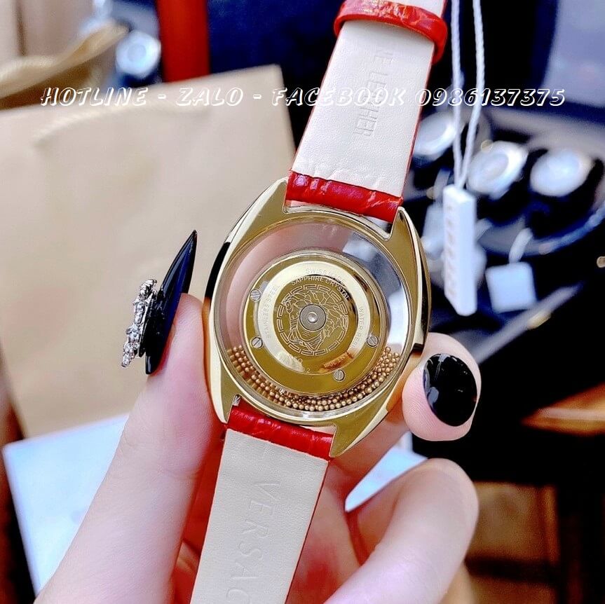 Đồng Hồ Nữ Versace Destiny Oval Dây Da Đỏ 39mm