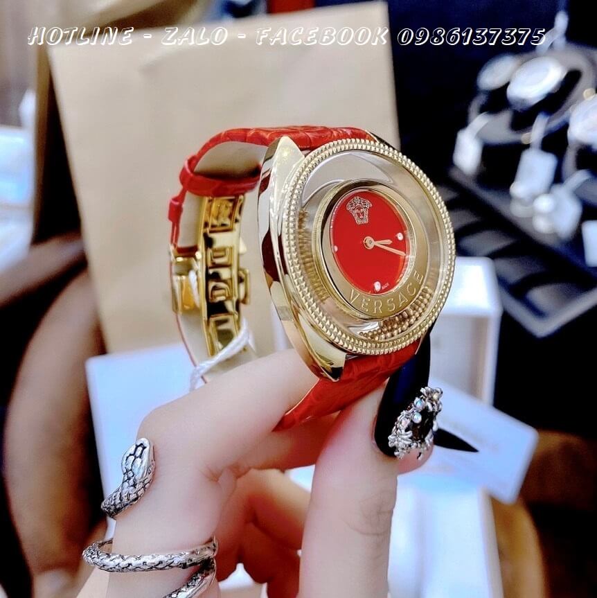 Đồng Hồ Nữ Versace Destiny Oval Dây Da Đỏ 39mm