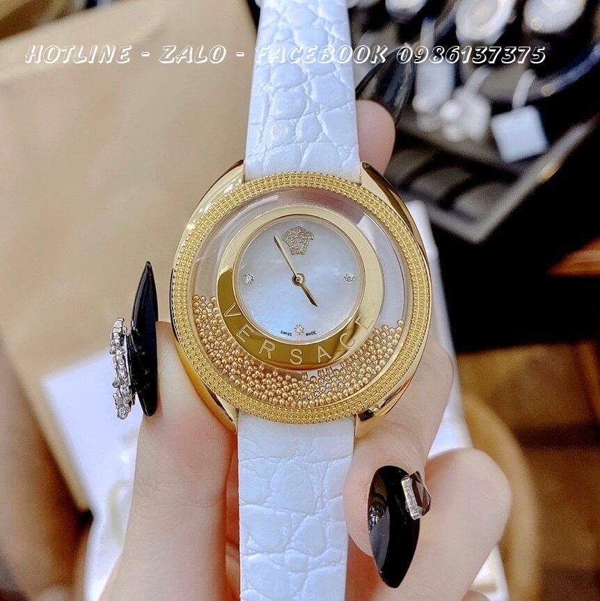 Đồng Hồ Nữ Versace Destiny Oval Dây Da Trắng 39mm