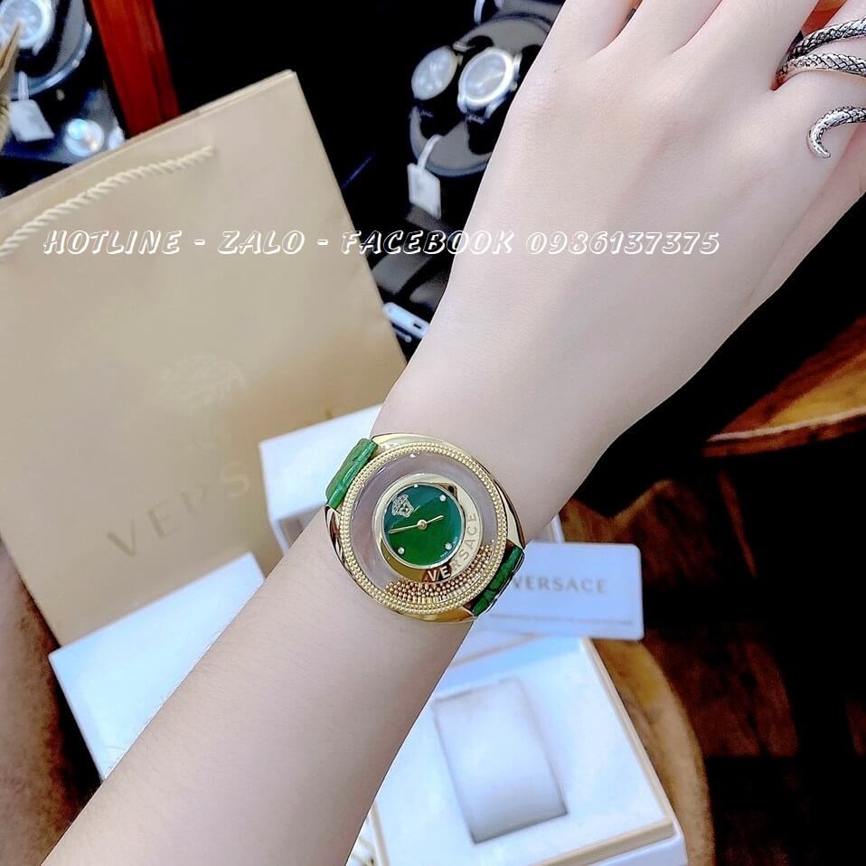 Đồng Hồ Nữ Versace Destiny Oval Dây Da Xanh Lá 39mm