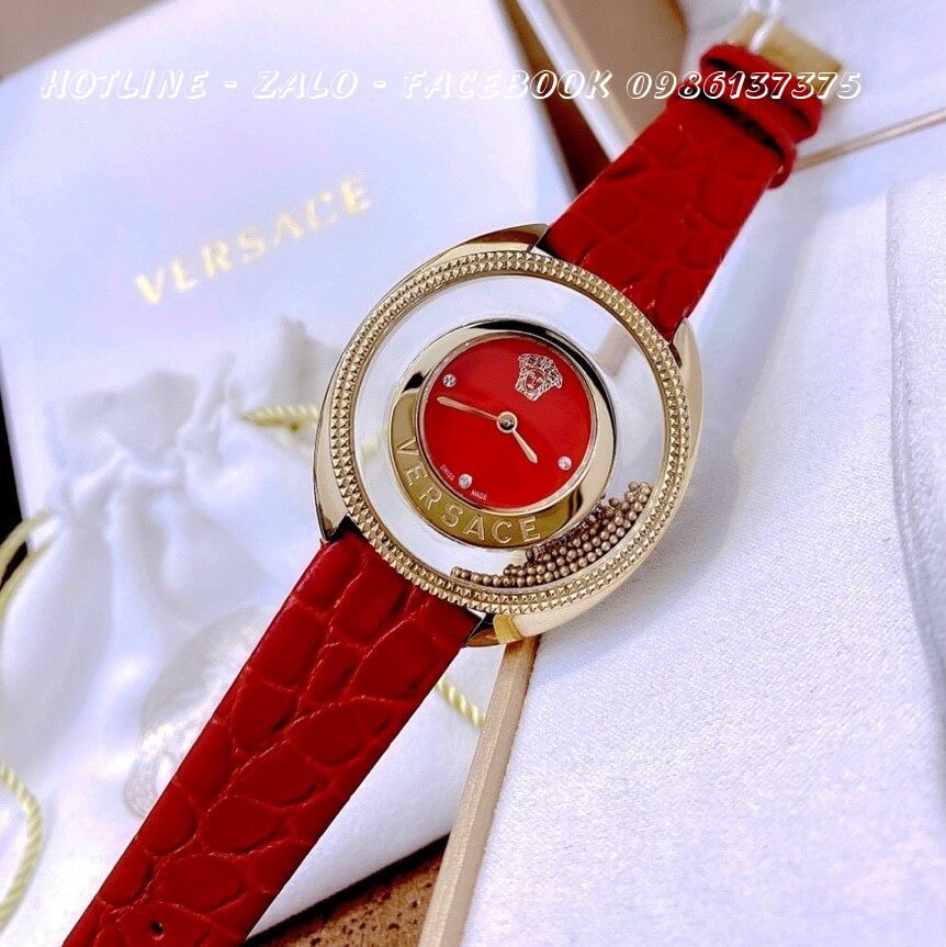 Đồng Hồ Nữ Versace Destiny Oval Dây Da Đỏ 39mm