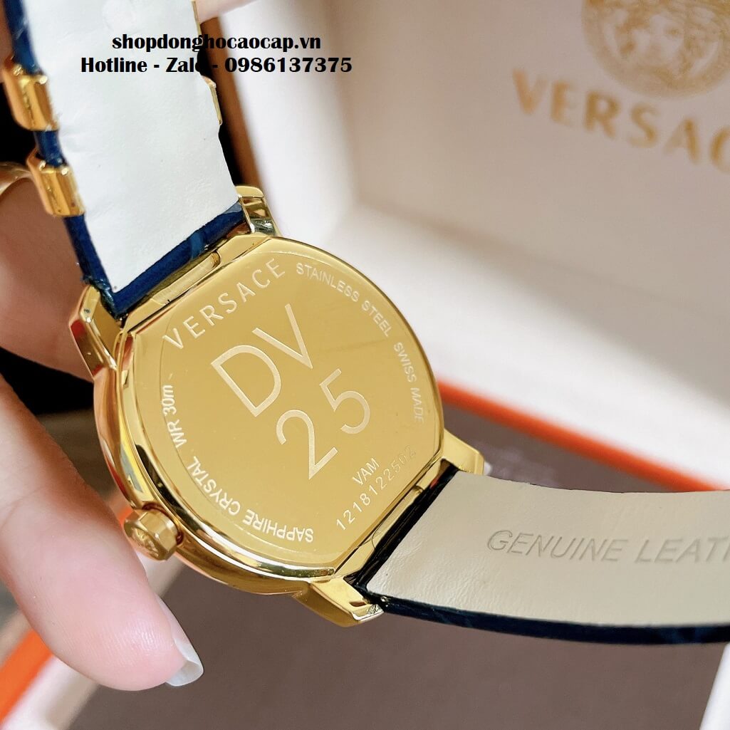 Đồng Hồ Nữ Versace DV-25 Dây Da Xanh Dương Size 36mm