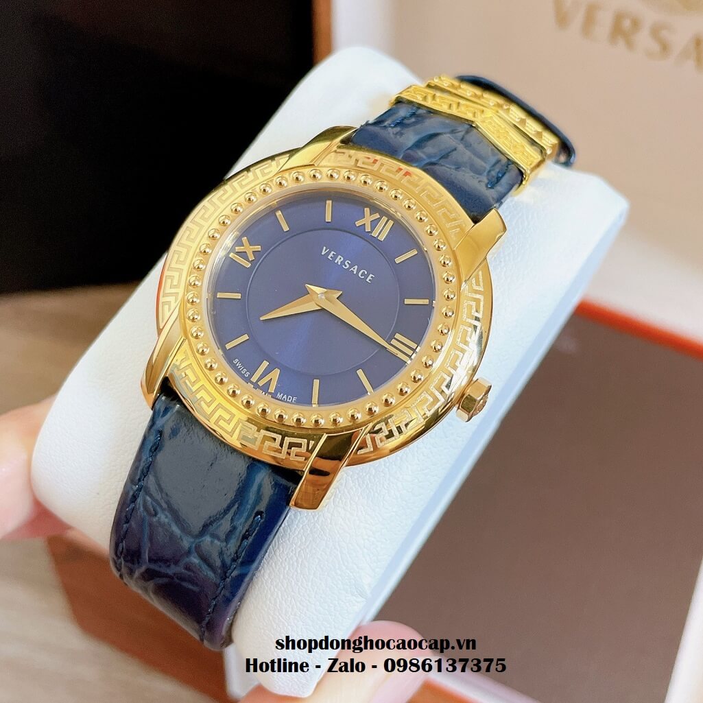 Đồng Hồ Nữ Versace DV-25 Dây Da Xanh Dương Size 36mm