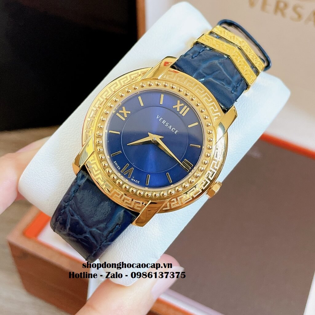 Đồng Hồ Nữ Versace DV-25 Dây Da Xanh Dương Size 36mm