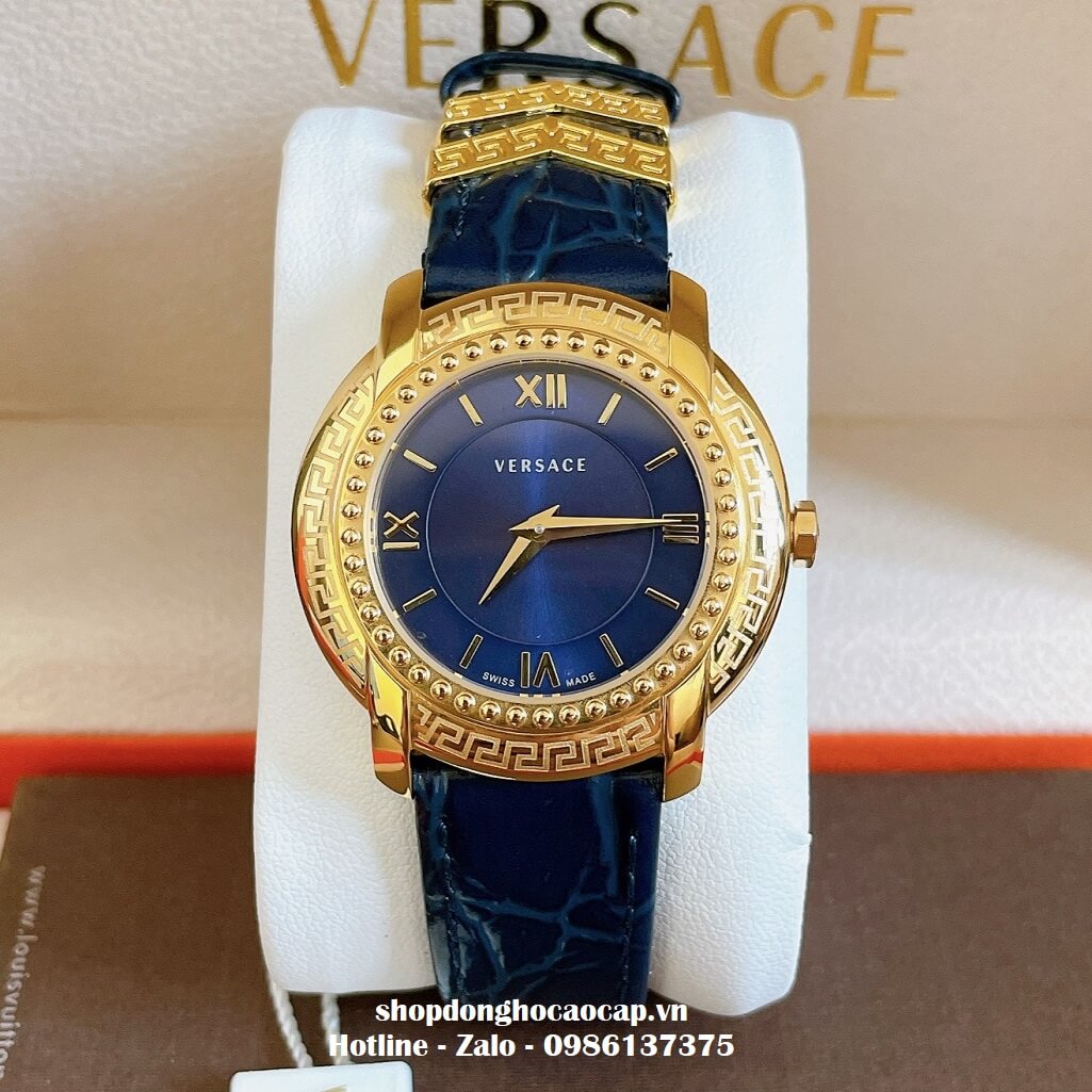 Đồng Hồ Nữ Versace DV-25 Dây Da Xanh Dương Size 36mm