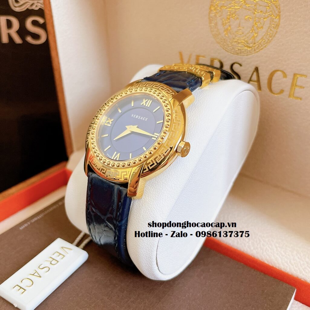 Đồng Hồ Nữ Versace DV-25 Dây Da Xanh Dương Size 36mm