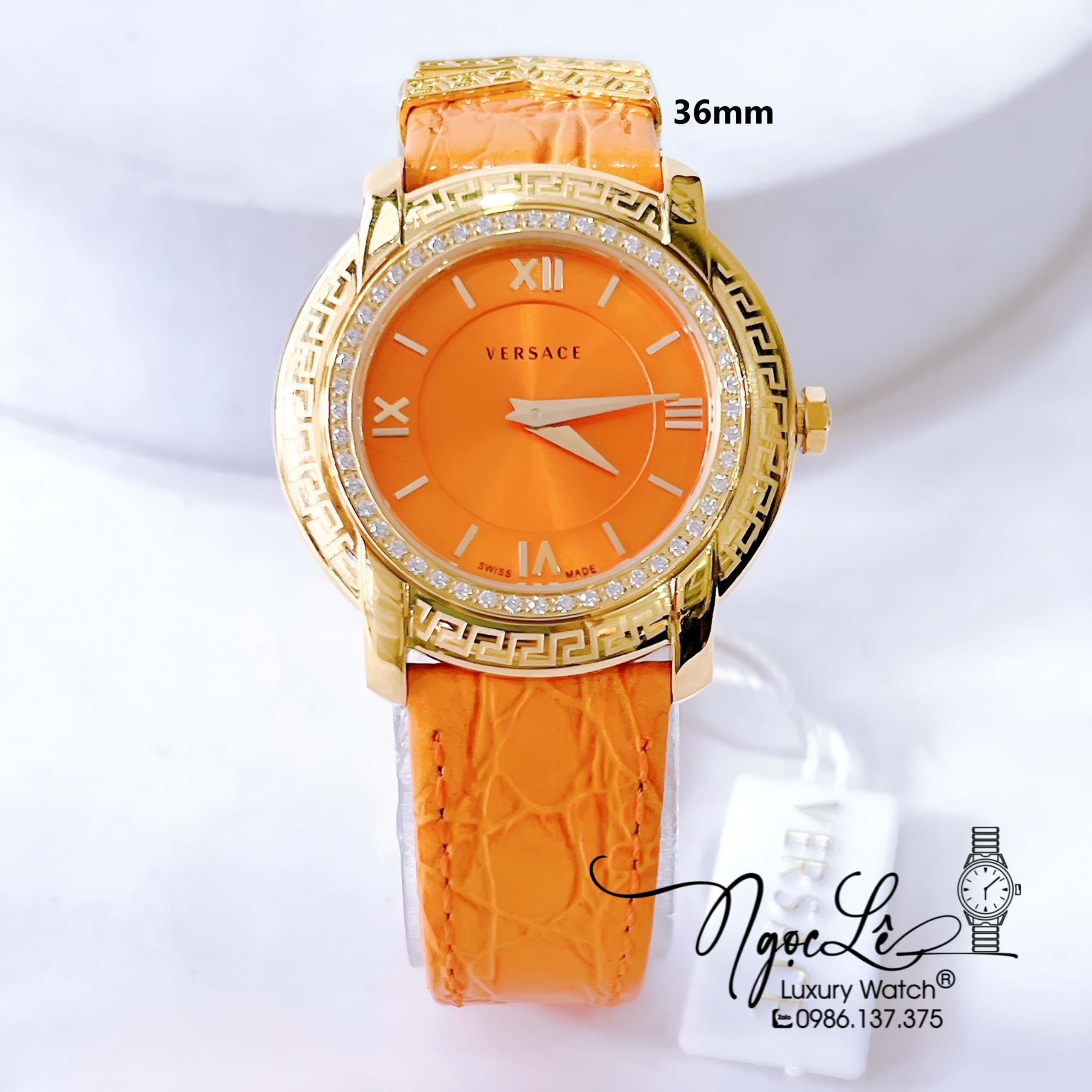 Đồng Hồ Nữ Versace DV-25 Máy Thụy Sỹ Dây Da Màu Cam Size 36mm