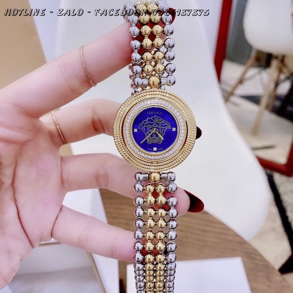 Đồng Hồ Versace Eon Nữ Demi Vàng Mặt Xanh Xoay 33.6mm