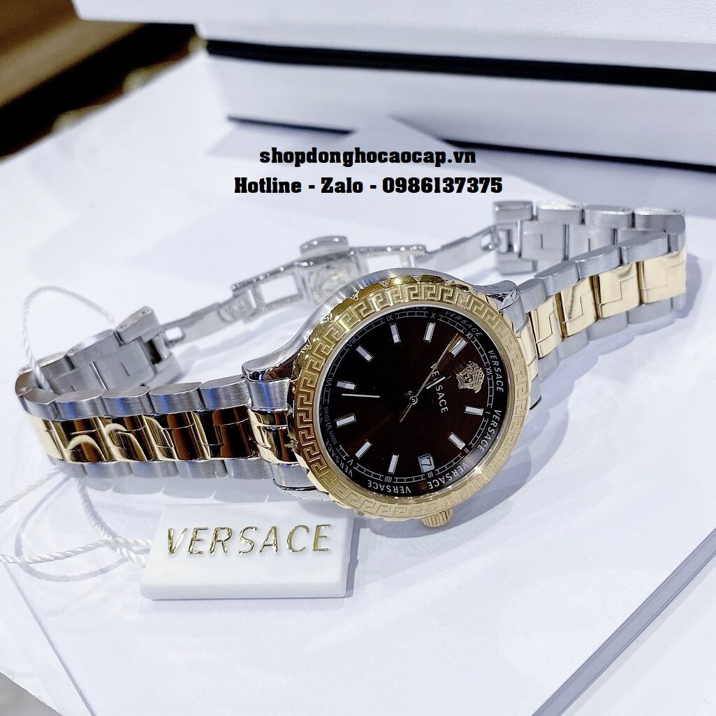 Đồng Hồ Nữ Versace Hellenyium Dây Thép Demi Rose Mặt Nâu 35mm