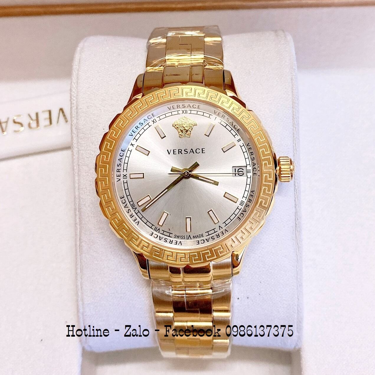 Đồng Hồ Versace Hellenyium Vàng Mặt Trắng 35mm