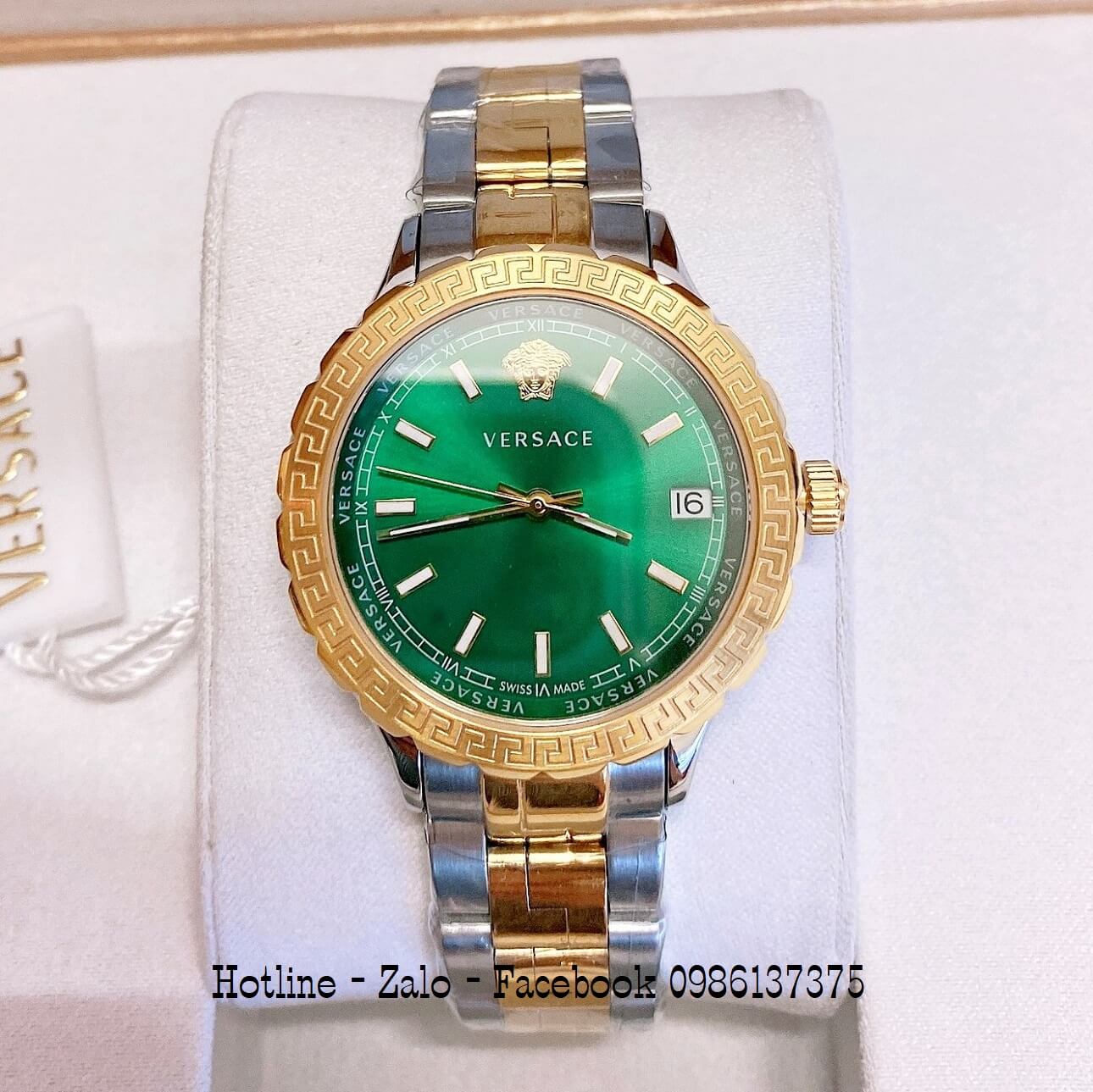 Đồng Hồ Versace Hellenyium Nữ Demi Vàng Mặt Xanh 35mm – Shop Đồng Hồ Cao Cấp