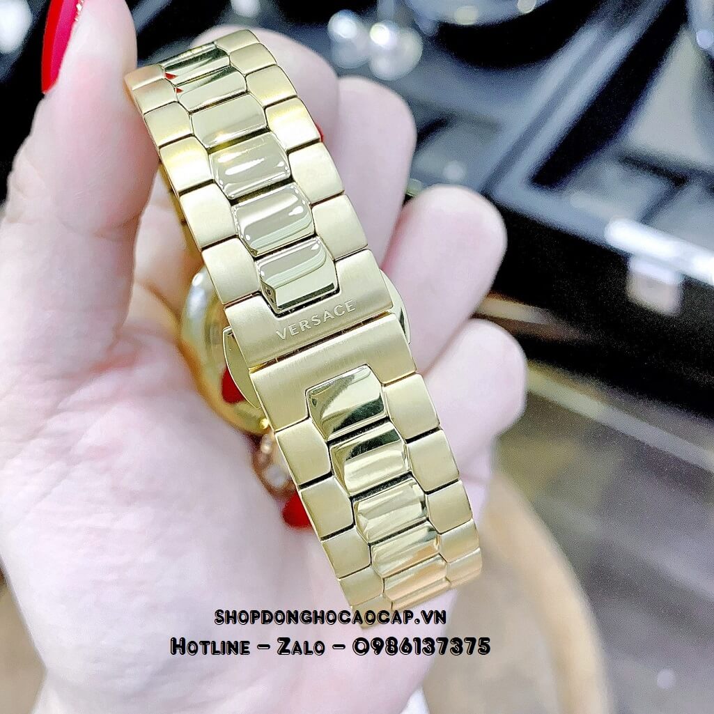 Đồng Hồ Nữ Versace Idyia Máy Thụy Sỹ Dây Kim Loại Vàng Mặt Vàng 35mm