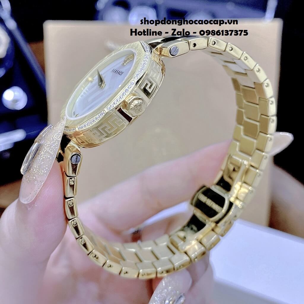 Đồng Hồ Nữ Versace Idyia Máy Thụy Sỹ Dây Kim Loại Vàng Mặt Trắng 35mm