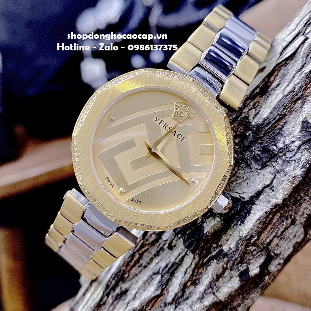 Đồng Hồ Nữ Versace Idyia Máy Thụy Sỹ Dây Demi Vàng Mặt Vàng 35mm