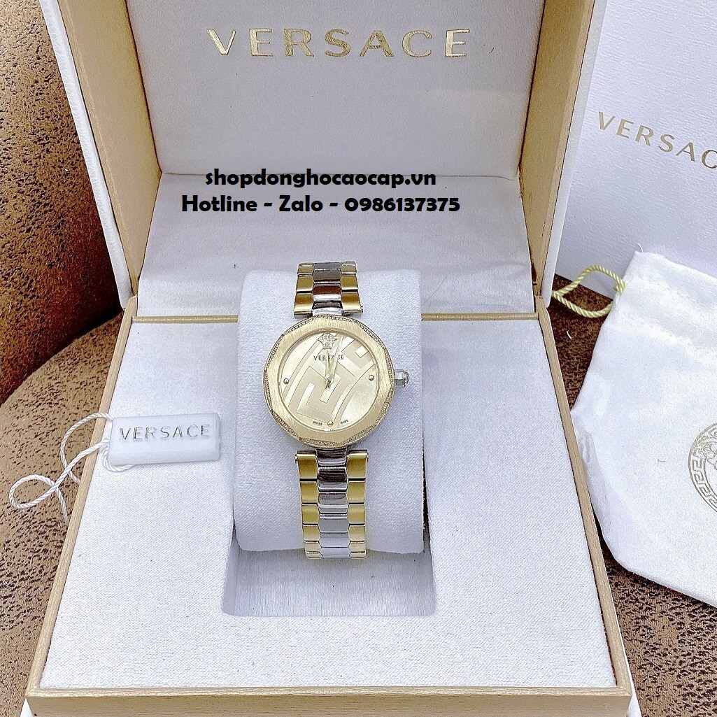 Đồng Hồ Nữ Versace Idyia Máy Thụy Sỹ Dây Demi Vàng Mặt Vàng 35mm