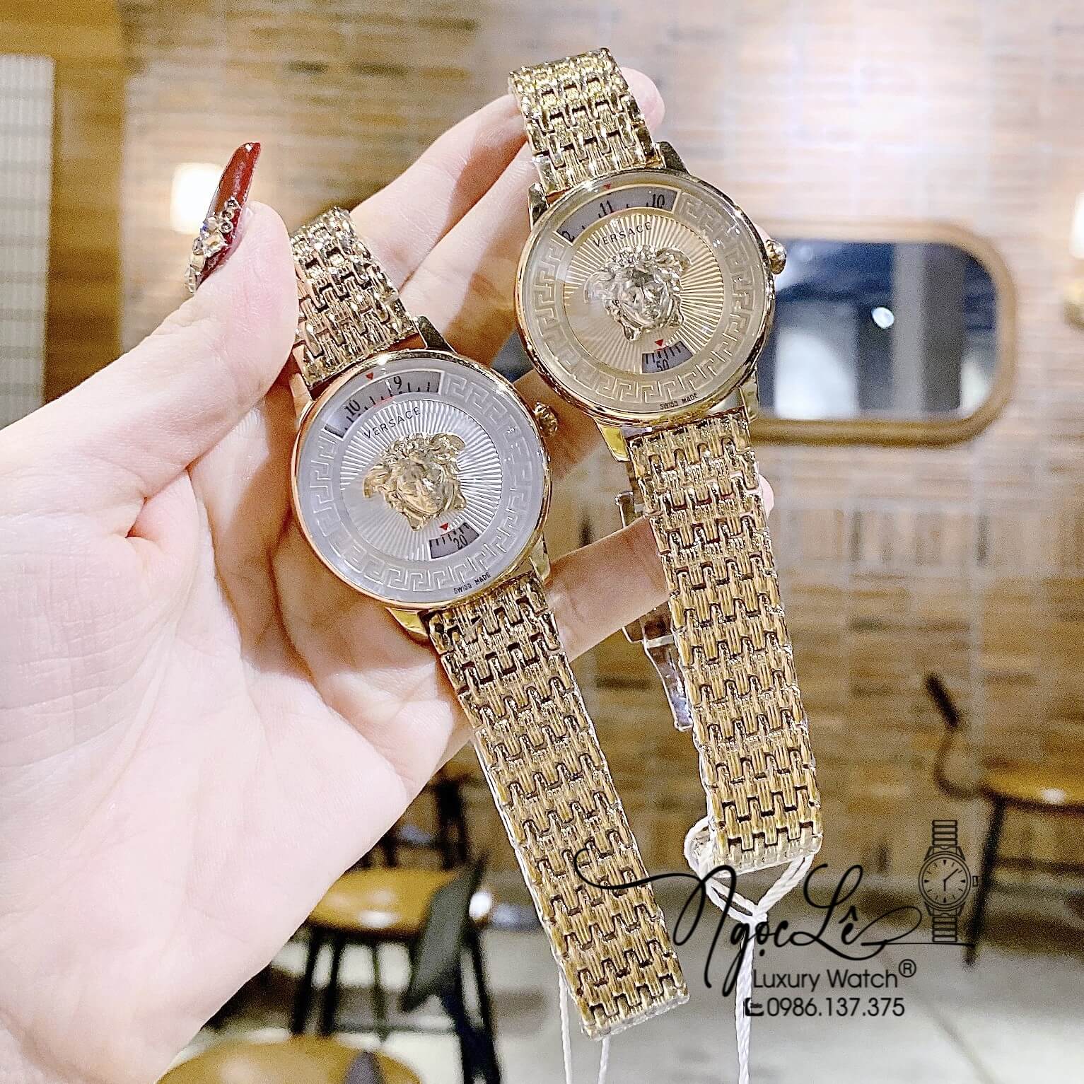 Đồng Hồ Nữ Versace Medusa Icon Dây Kim Loại Vàng Mặt Trắng Size 38mm
