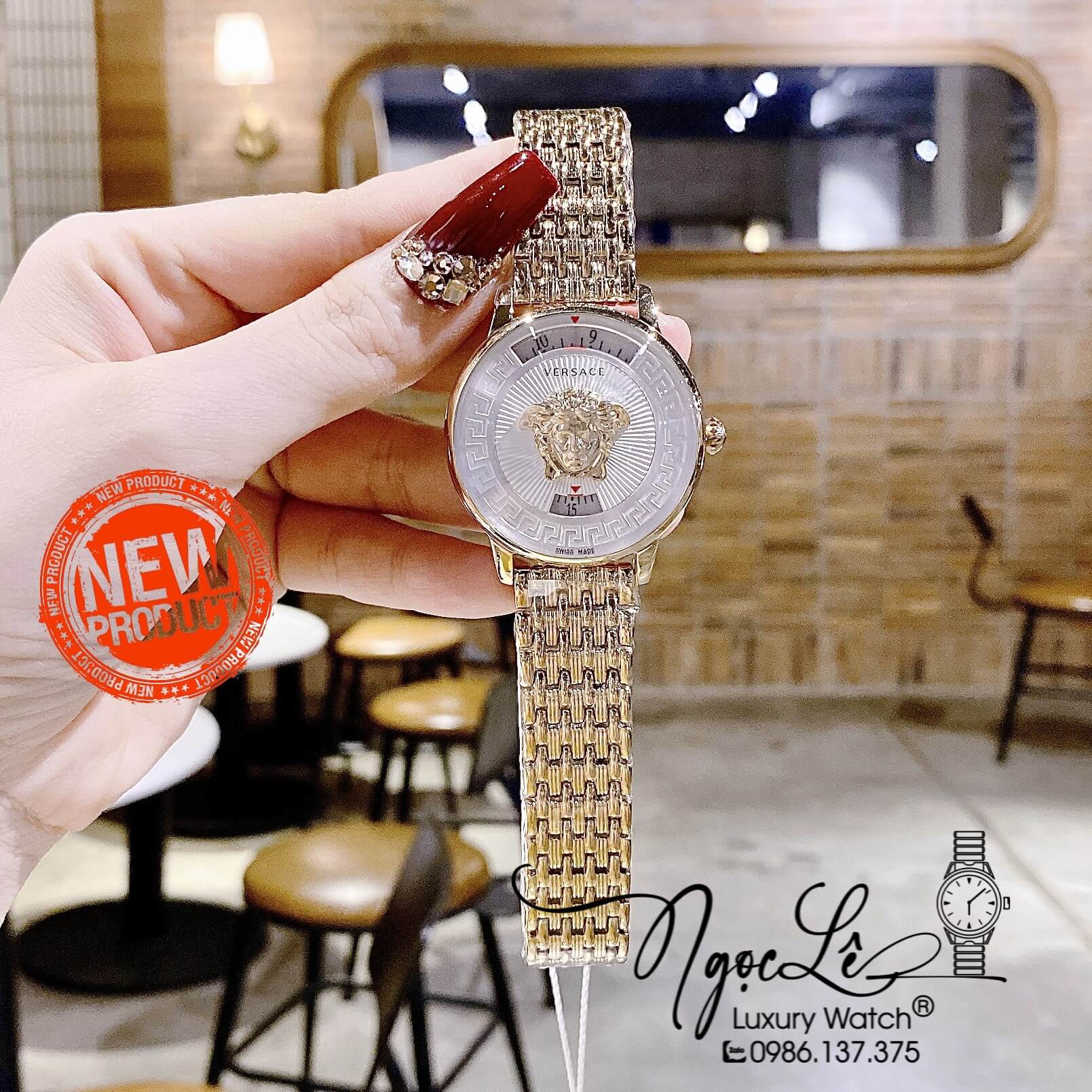 Đồng Hồ Nữ Versace Medusa Icon Dây Kim Loại Vàng Mặt Trắng Size 38mm