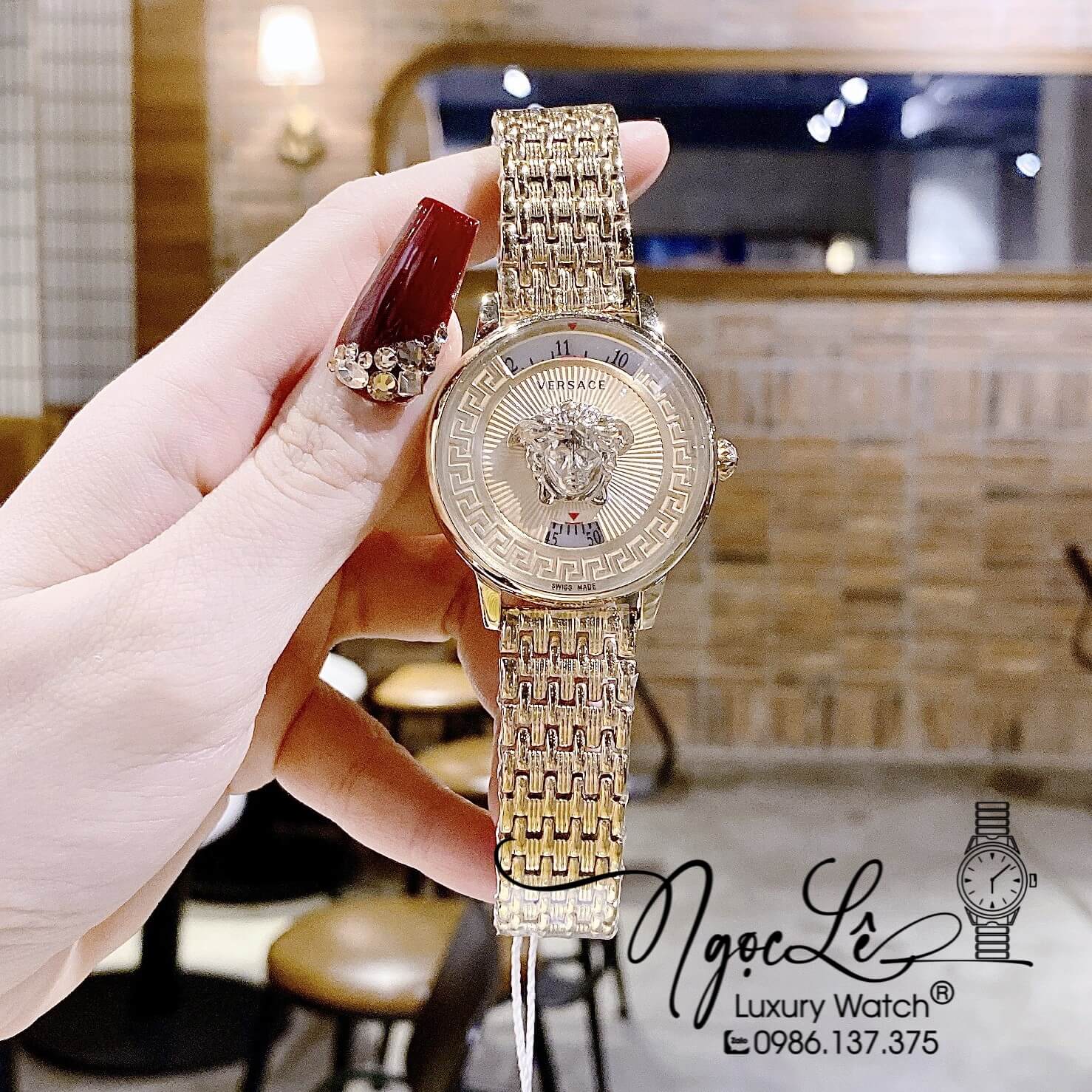 Đồng Hồ Nữ Versace Medusa Icon Dây Kim Loại Vàng Mặt Vàng Size 38mm