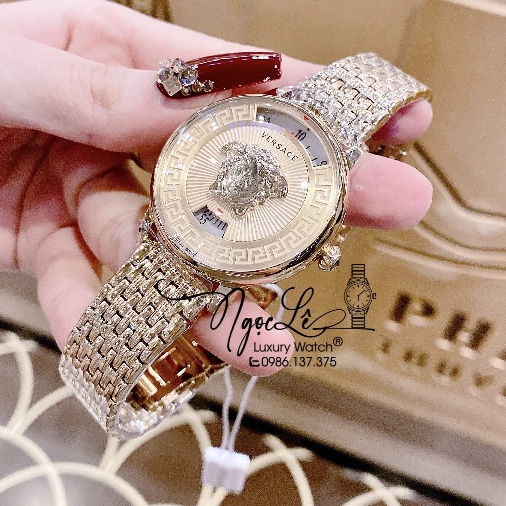 Đồng Hồ Nữ Versace Medusa Icon Dây Kim Loại Vàng Mặt Vàng Size 38mm