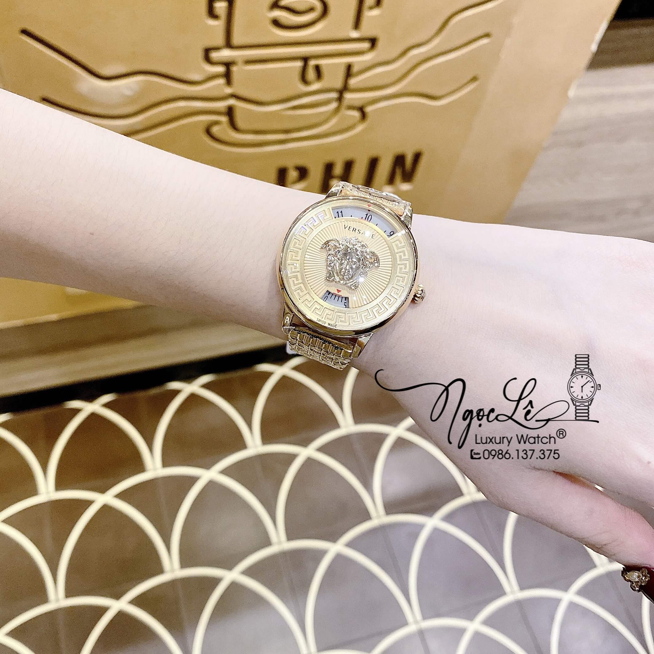 Đồng Hồ Nữ Versace Medusa Icon Dây Kim Loại Vàng Mặt Vàng Size 38mm
