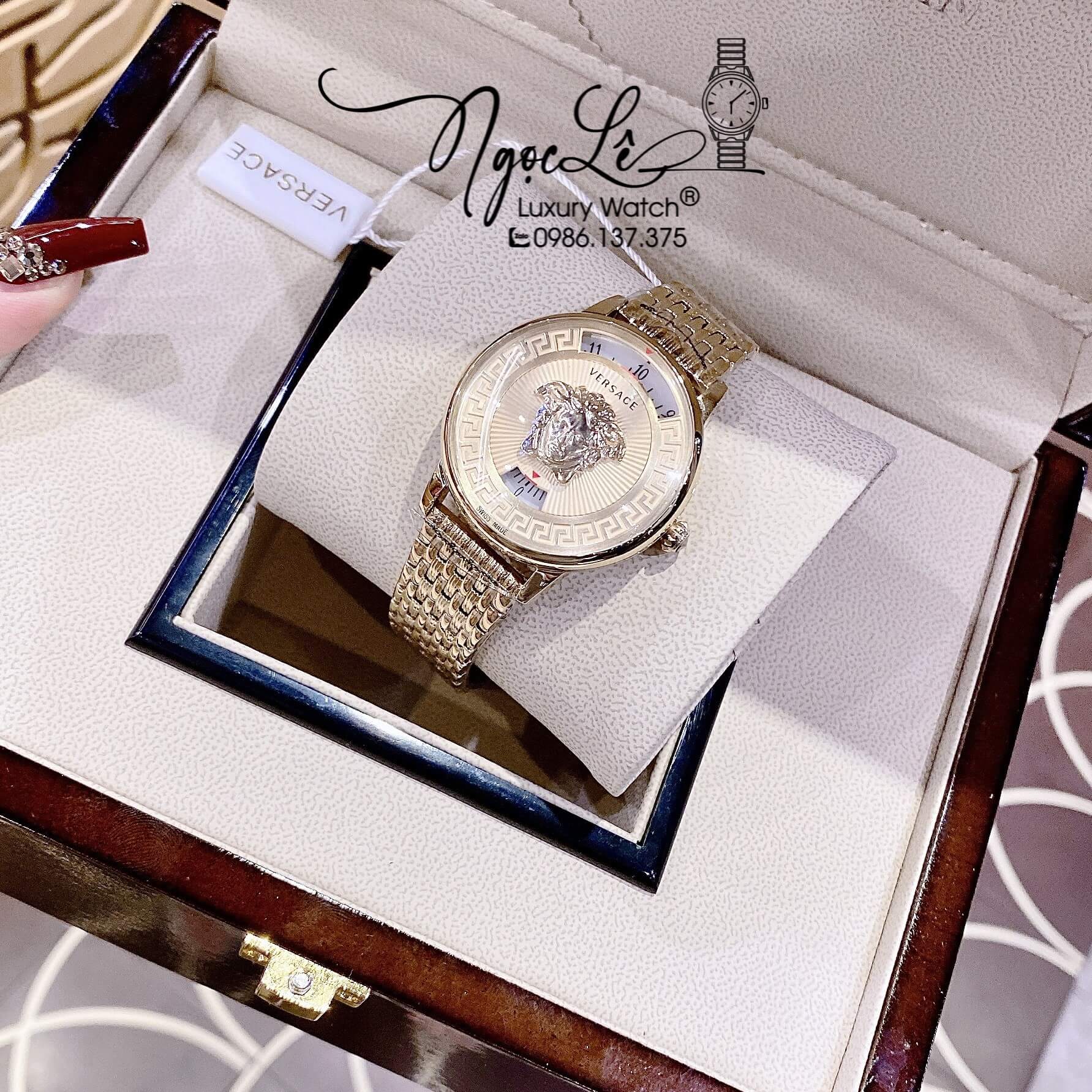 Đồng Hồ Nữ Versace Medusa Icon Dây Kim Loại Vàng Mặt Vàng Size 38mm