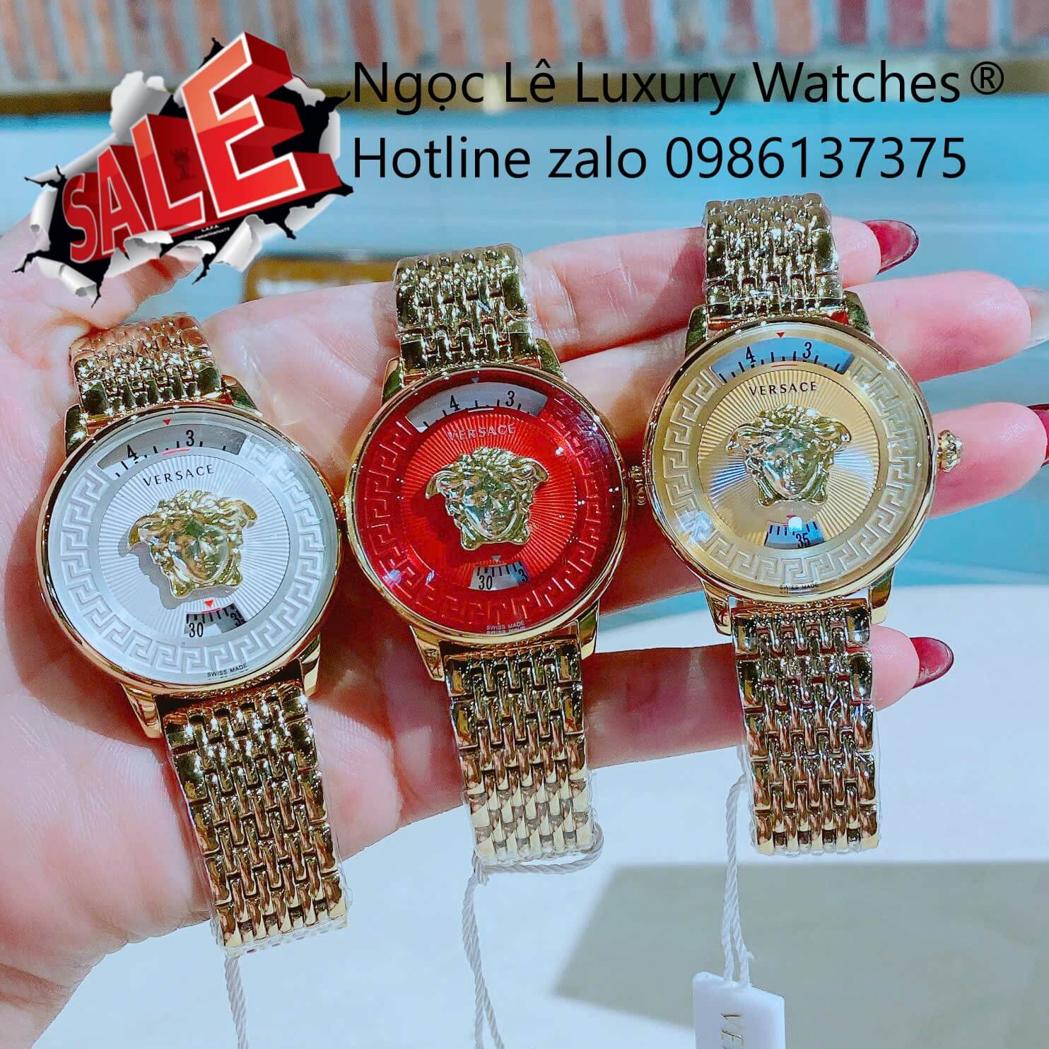 Đồng Hồ Nữ Versace Medusa Icon Dây Thép Màu Vàng Gold Size 38mm - Vàng Mặt Đỏ