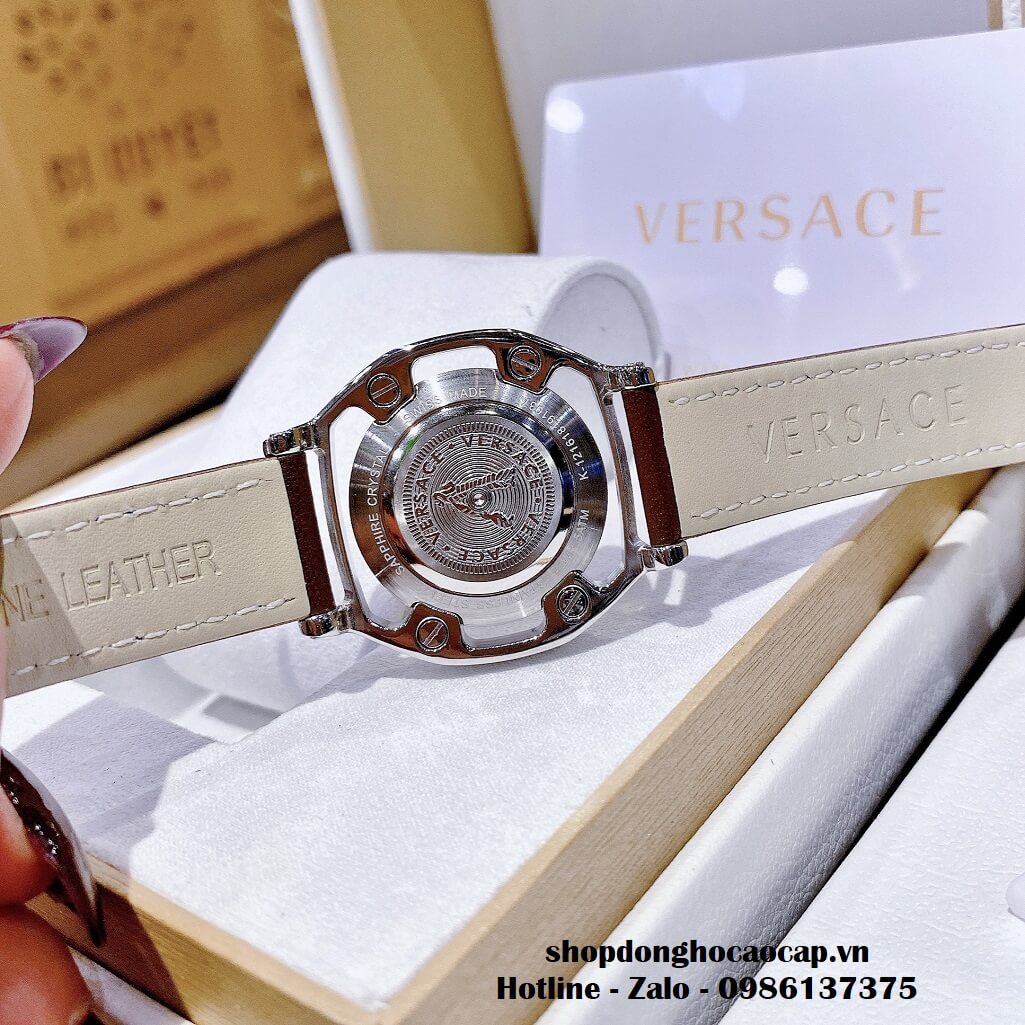 Đồng Hồ Versace Medusa Nữ Dây Da Nâu 36mm Vỏ Demi