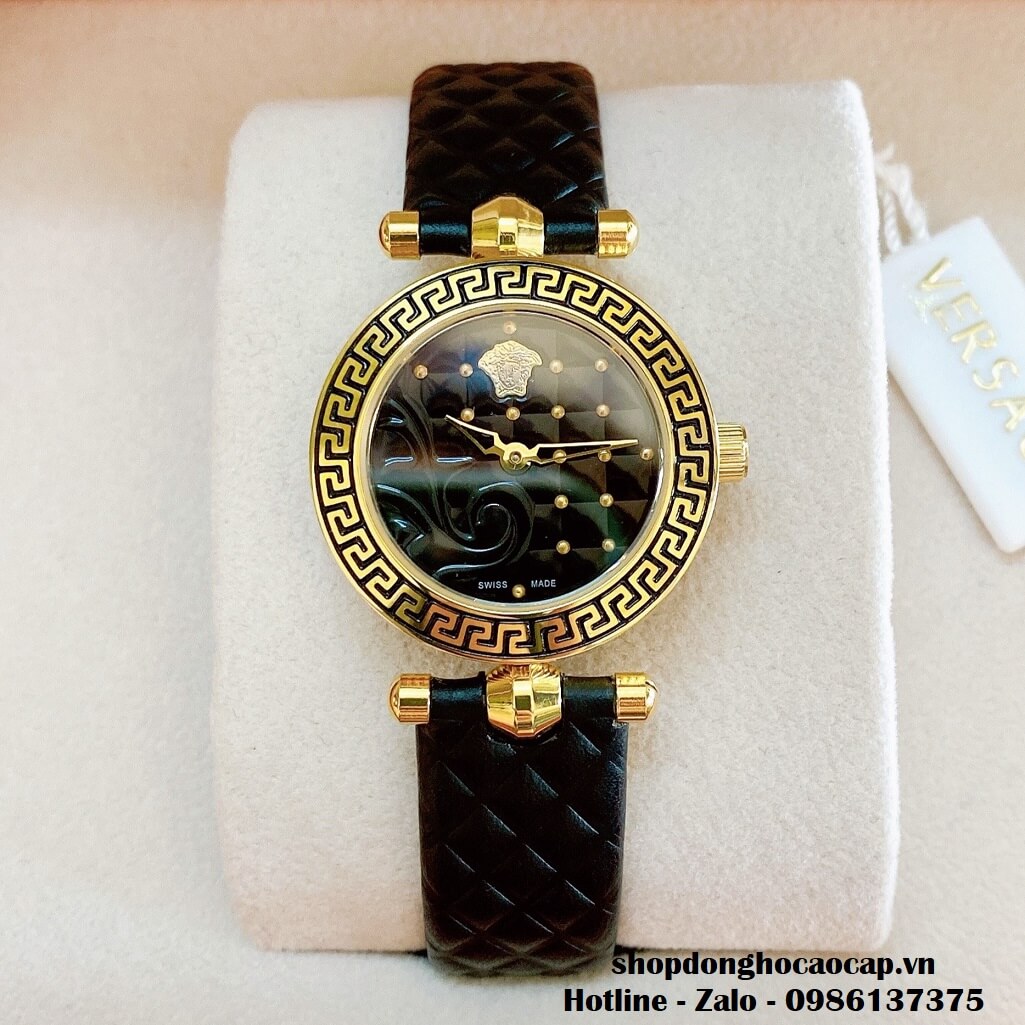 Đồng Hồ Versace Mini Vanitas Nữ Dây Da Đen 30mm