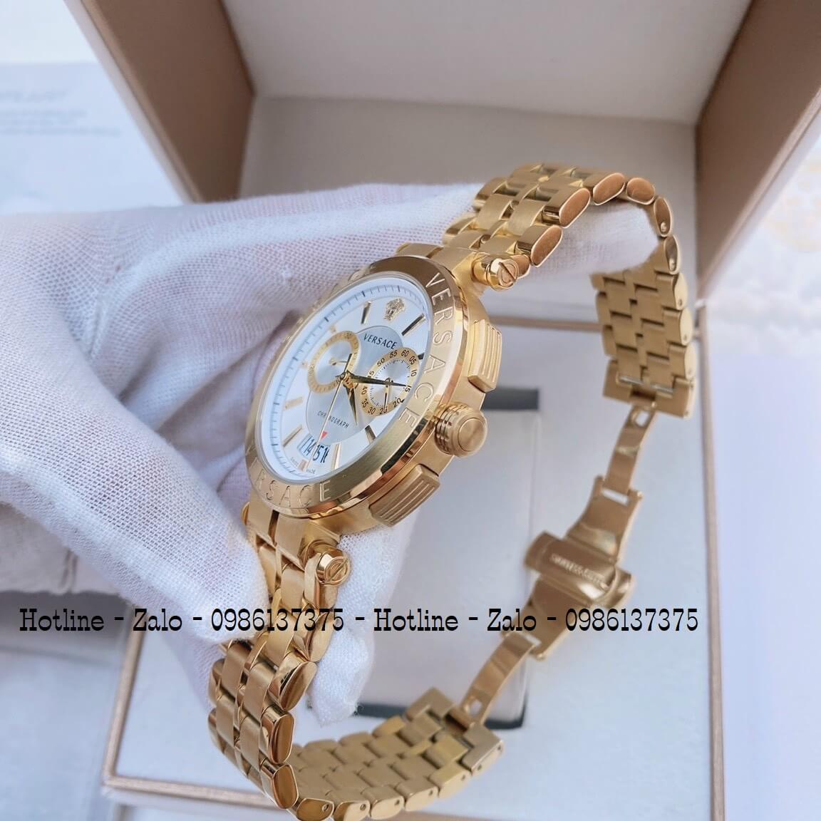 Đồng Hồ Cặp Versace Aion 44mm - Versace Daphnis 35mm - Vàng Trắng