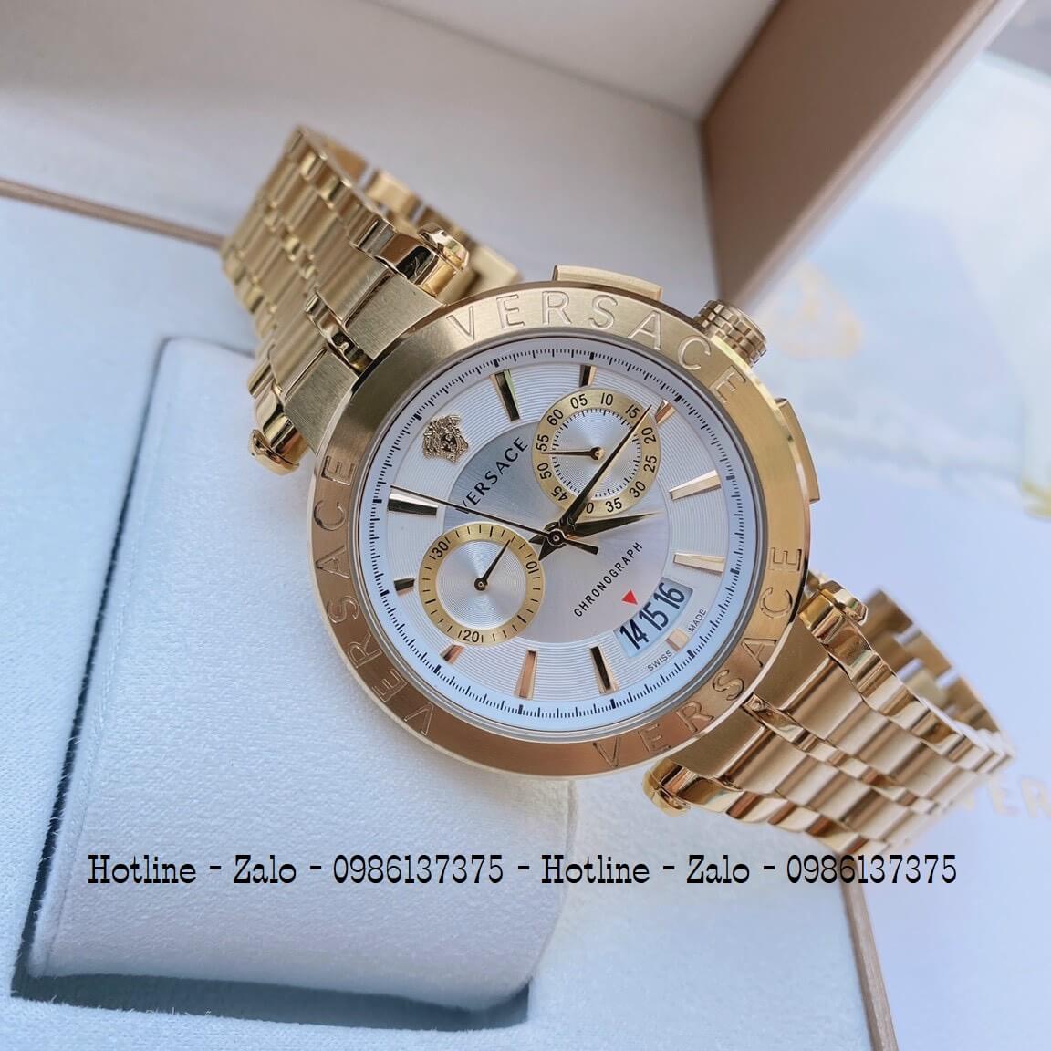 Đồng Hồ Cặp Versace Aion 44mm - Versace Daphnis 35mm - Vàng Trắng