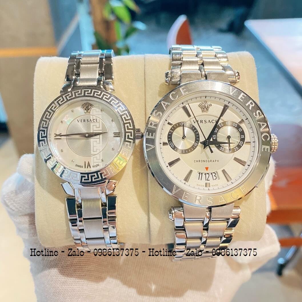 Đồng Hồ Cặp Versace Aion 44mm - Versace Daphnis 35mm - Silver