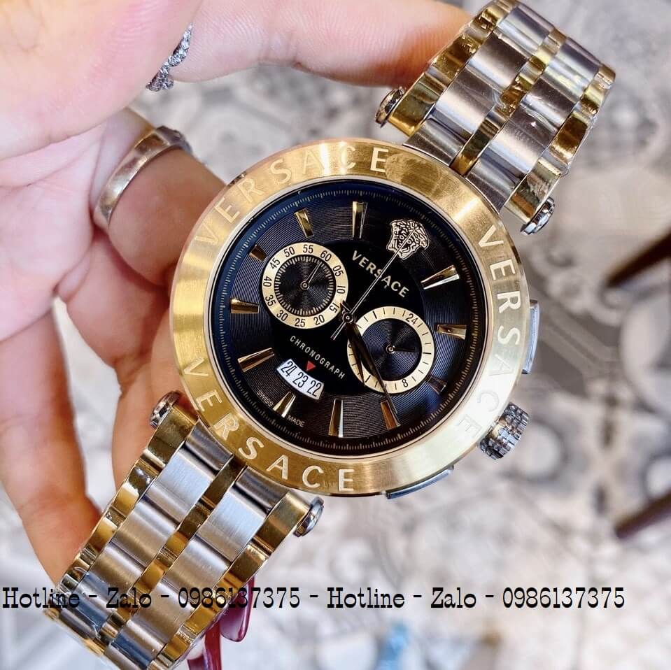 Đồng Hồ Cặp Versace Aion 44mm - Versace Daphnis 35mm - Demi Đen