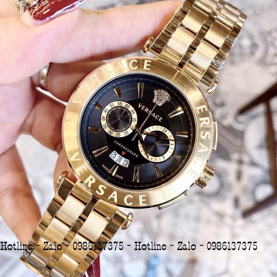 Đồng Hồ Cặp Versace Aion 44mm - Versace Daphnis 35mm - Vàng Đen