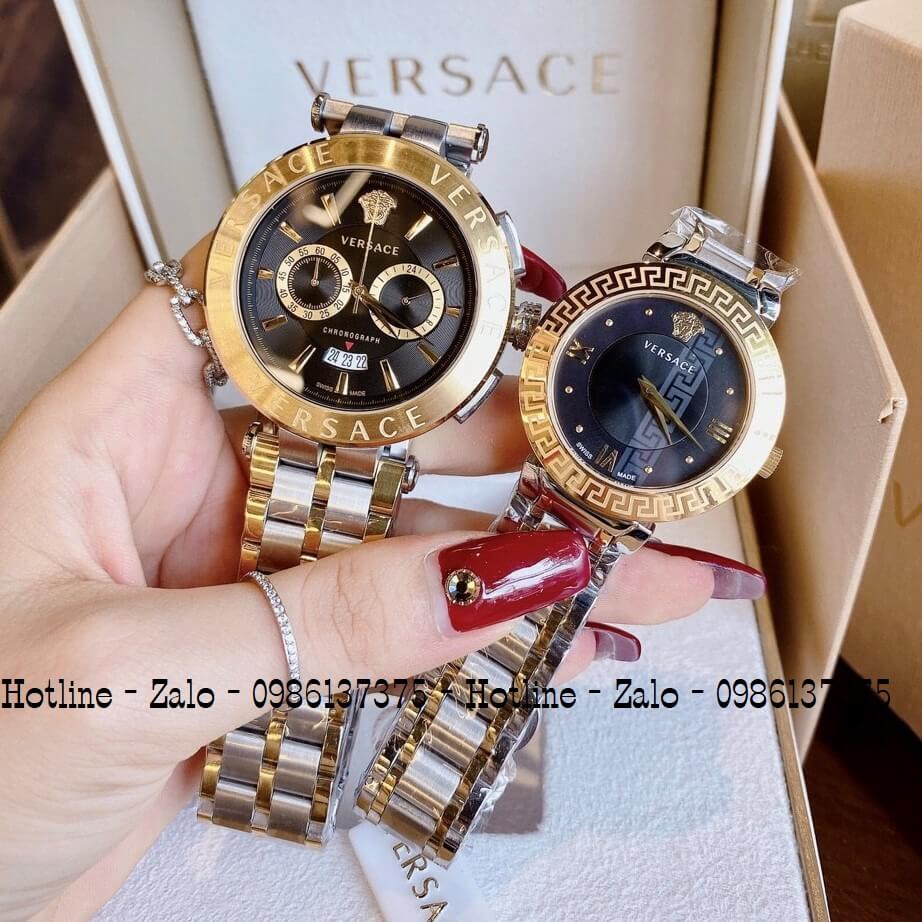 Đồng Hồ Cặp Versace Aion 44mm - Versace Daphnis 35mm - Demi Đen