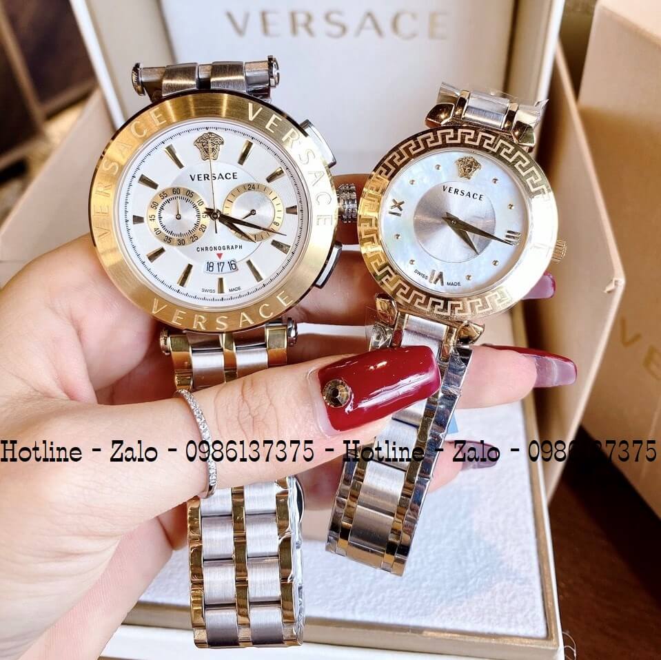 Đồng Hồ Cặp Versace Aion 44mm - Versace Daphnis 35mm - Demi Trắng