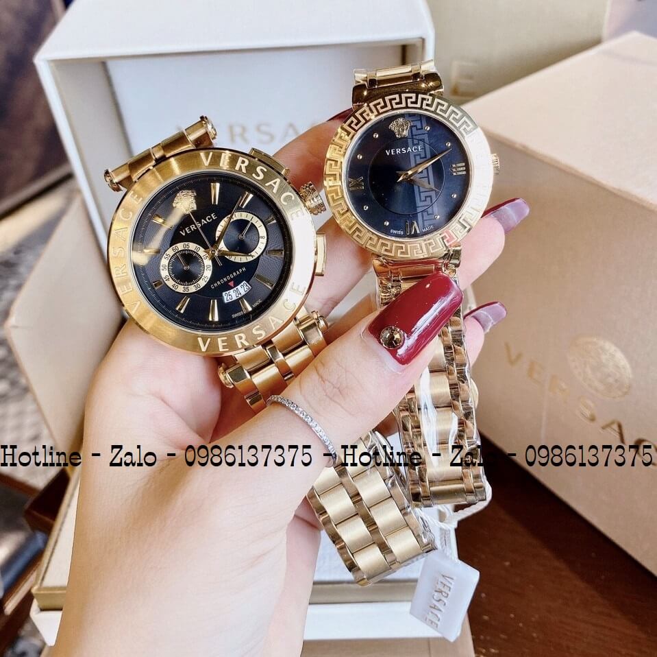 Đồng Hồ Cặp Versace Aion 44mm - Versace Daphnis 35mm - Vàng Đen