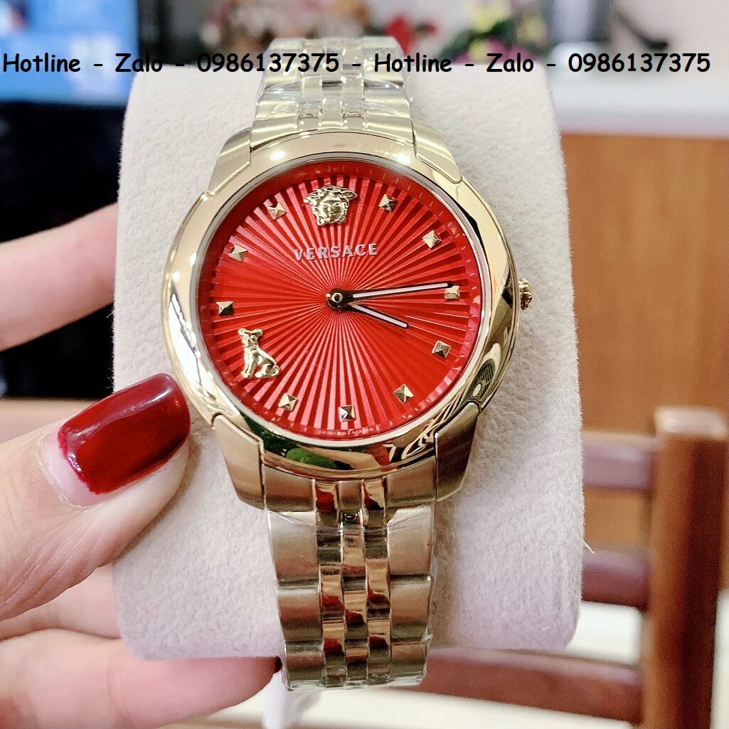 Đồng Hồ Nữ Versace Audrey Vàng Mặt Đỏ 38mm