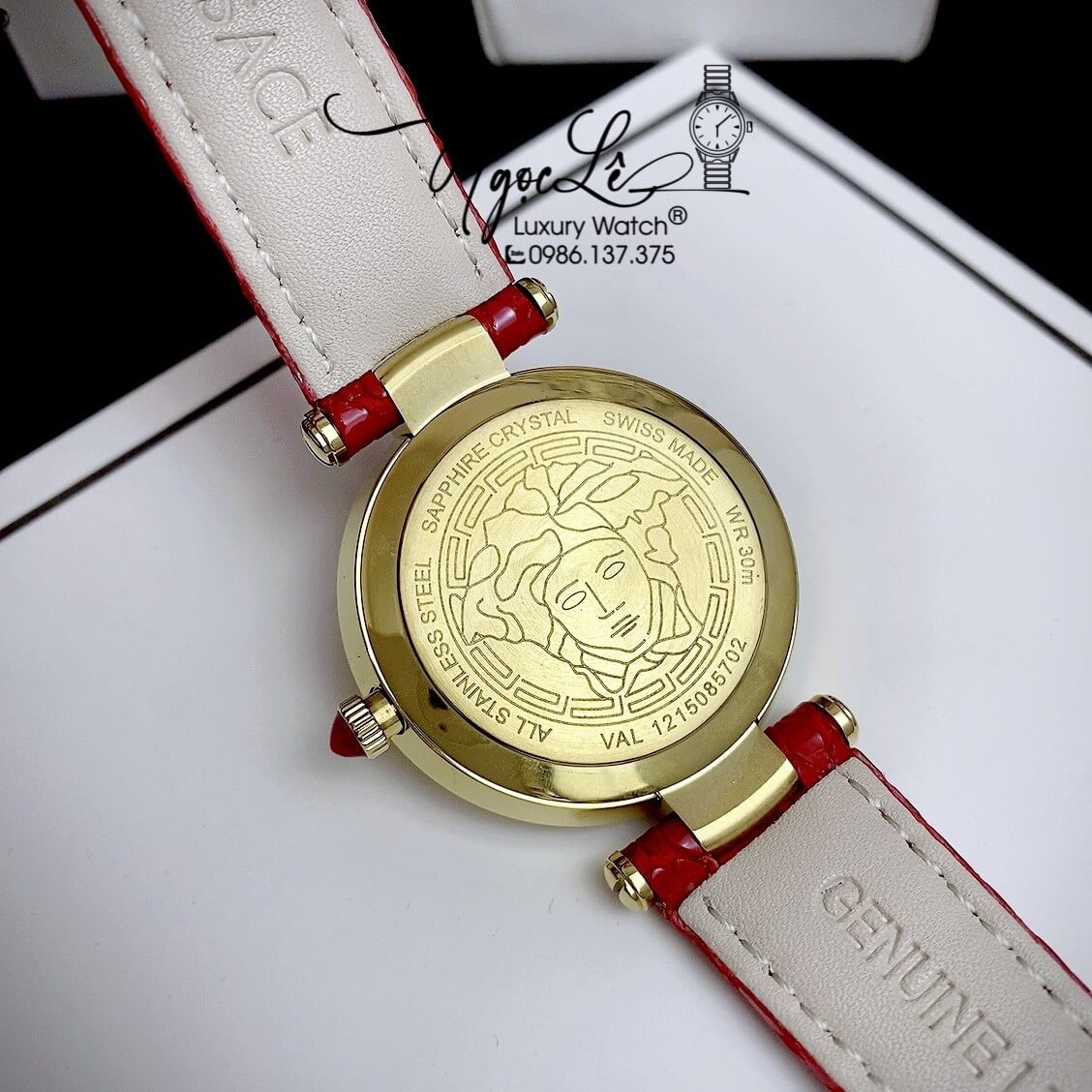 Đồng Hồ Nữ Versace Revive Dây Da Đỏ Mặt Vàng Size 35mm Máy Thụy Sỹ