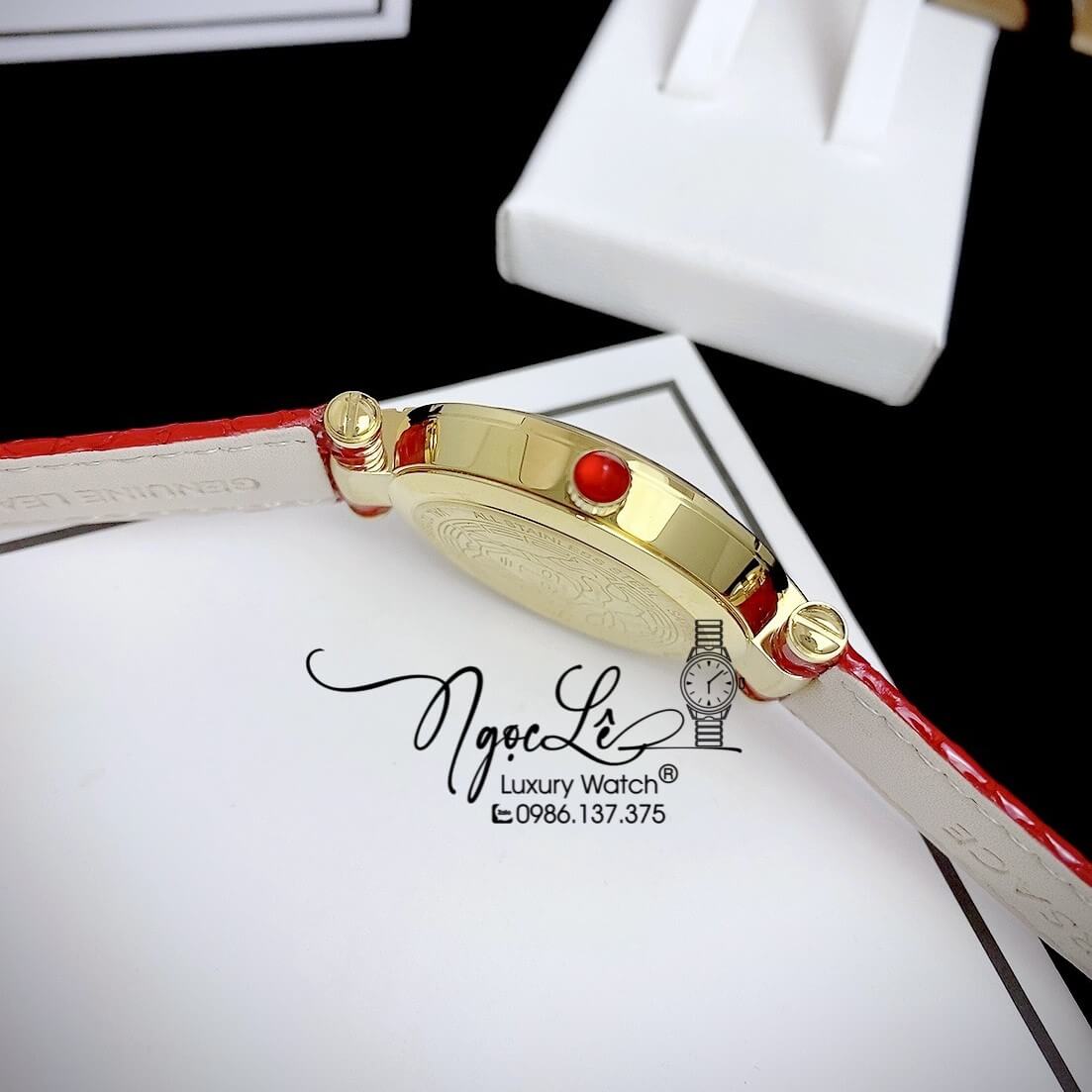 Đồng Hồ Nữ Versace Revive Dây Da Đỏ Mặt Vàng Size 35mm Máy Thụy Sỹ