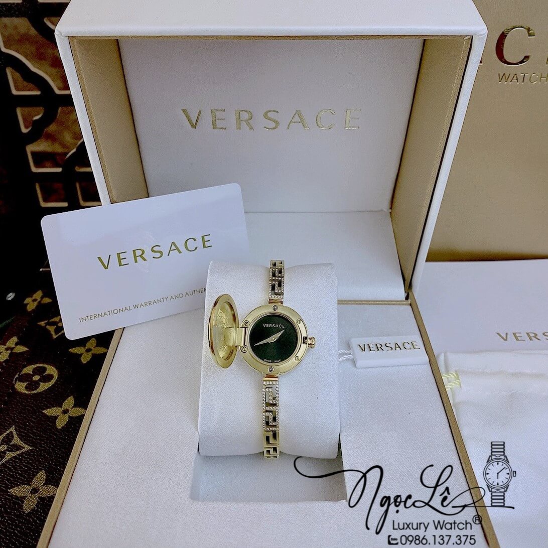 Đồng Hồ Nữ Versace Medusa Secret Dây Kim Loại Vàng Mặt Đen Size 25mm