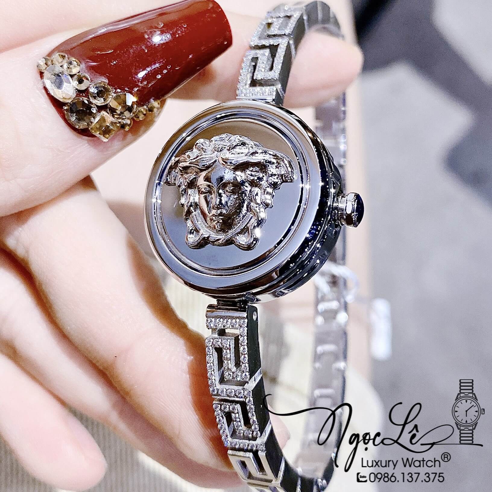Đồng Hồ Nữ Versace Medusa Secret Dây Kim Loại Bạc Mặt Trắng Size 25mm