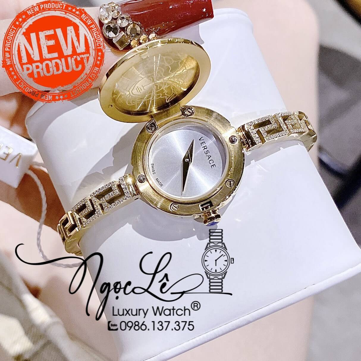 Đồng Hồ Nữ Versace Medusa Secret Dây Kim Loại Vàng Mặt Trắng Size 25mm