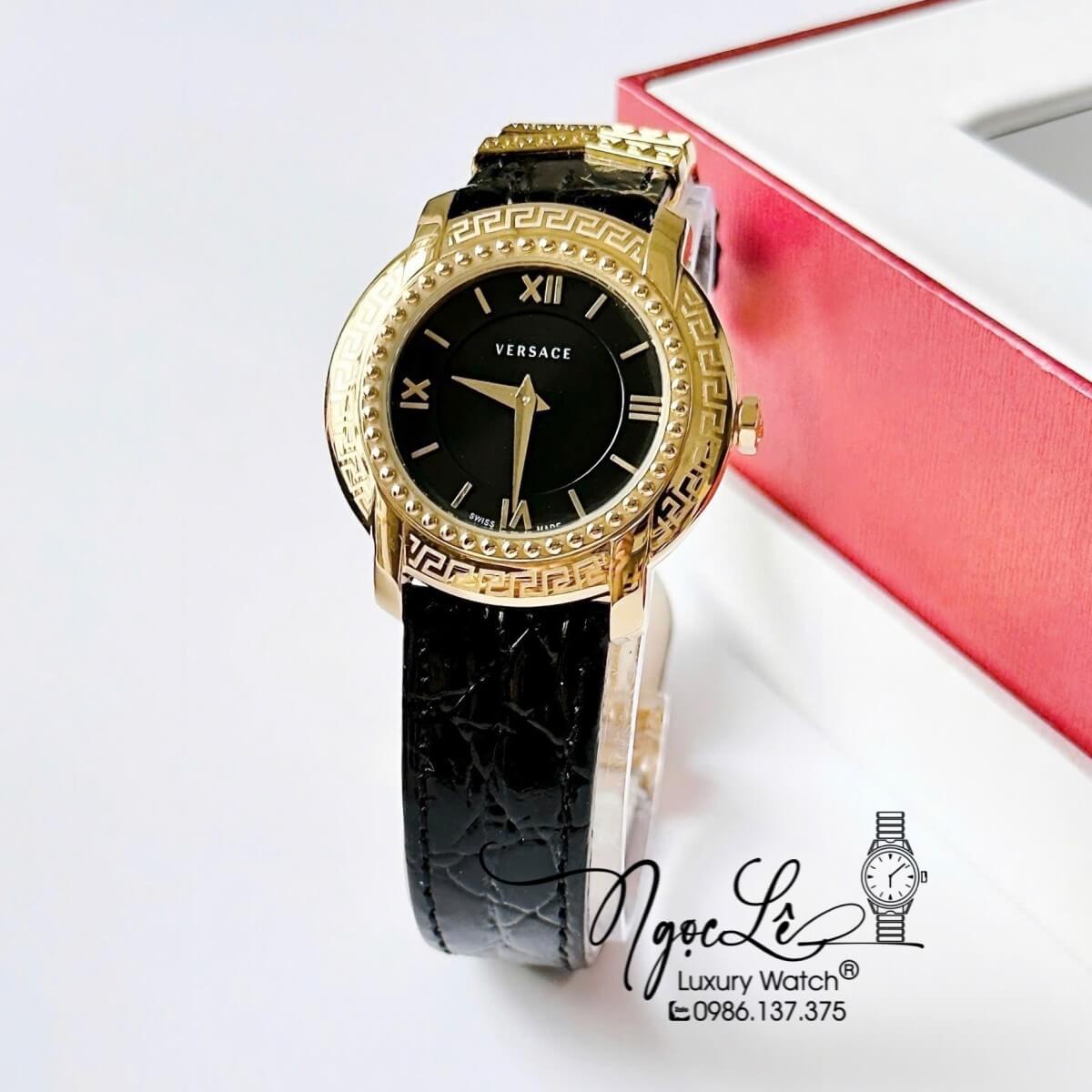 Đồng Hồ Versace DV-25 Nữ Mặt Tròn Dây Da Đen 36mm