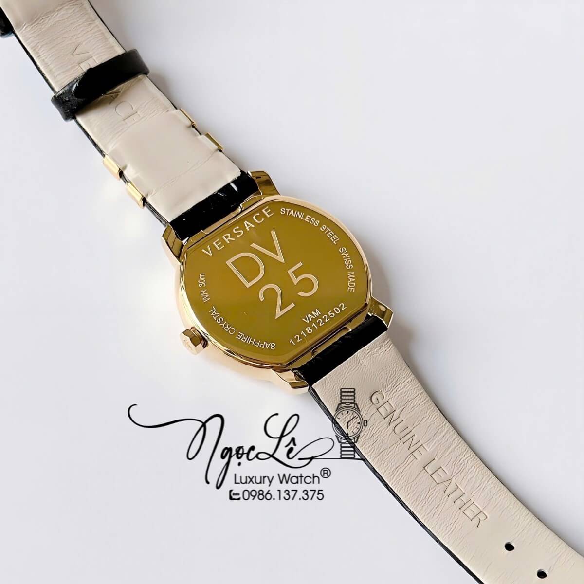 Đồng Hồ Versace Nữ - Versace DV-25 Dây Da Đen Vỏ Vàng Size 36mm