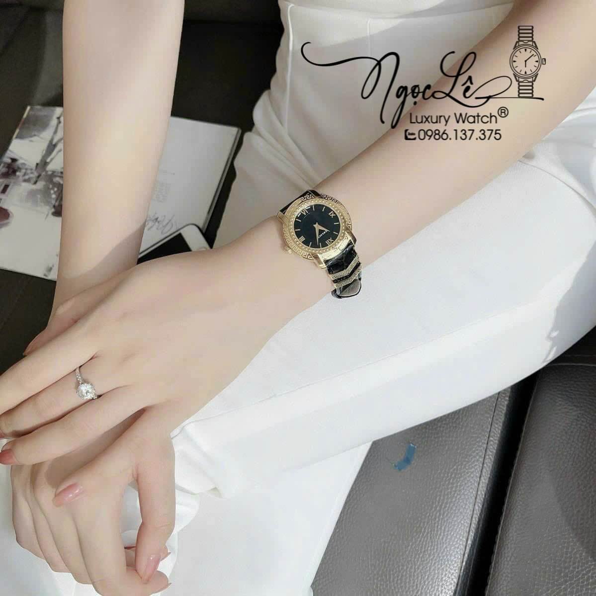Đồng Hồ Versace DV-25 Nữ Mặt Tròn Dây Da Đen 36mm