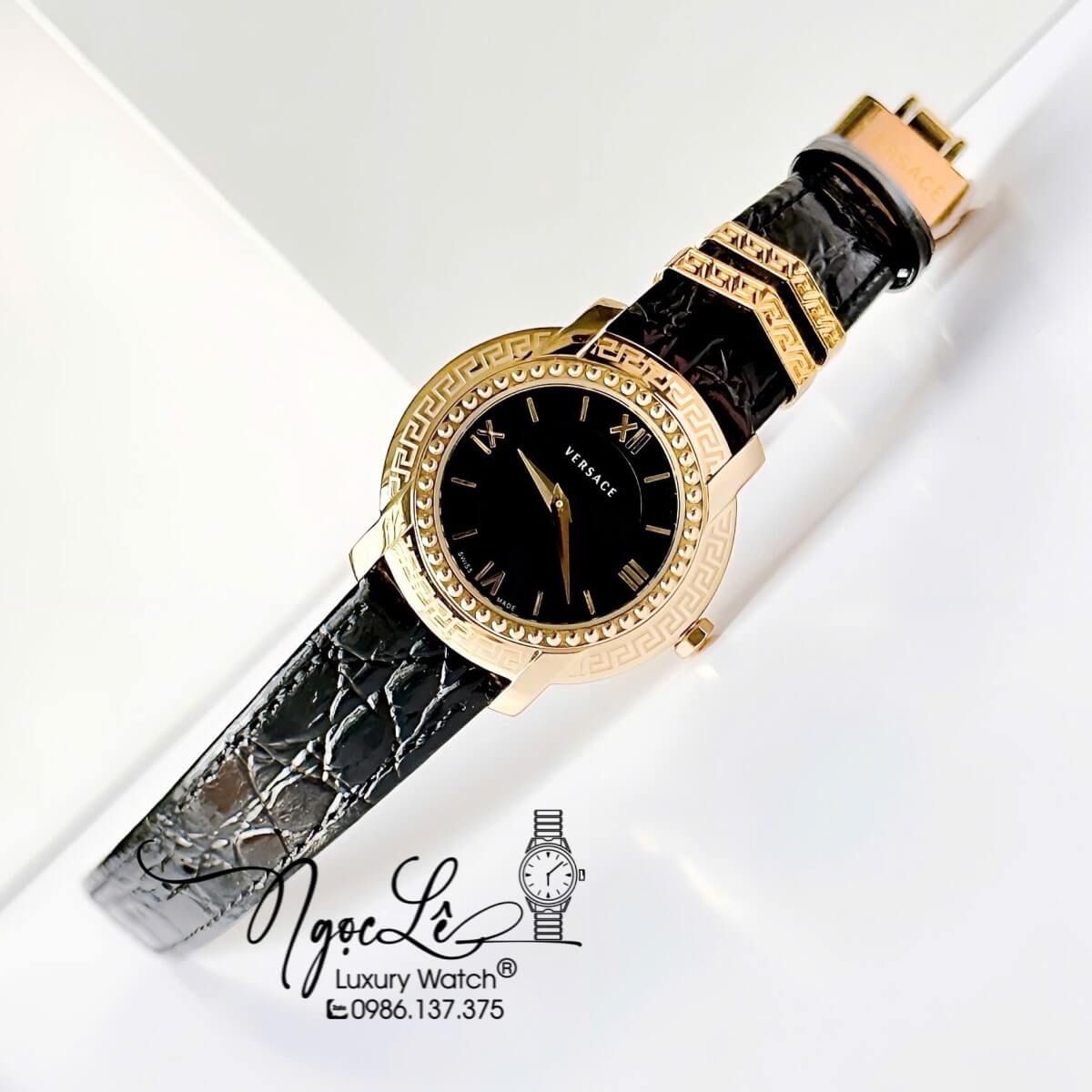 Đồng Hồ Versace DV-25 Nữ Mặt Tròn Dây Da Đen 36mm