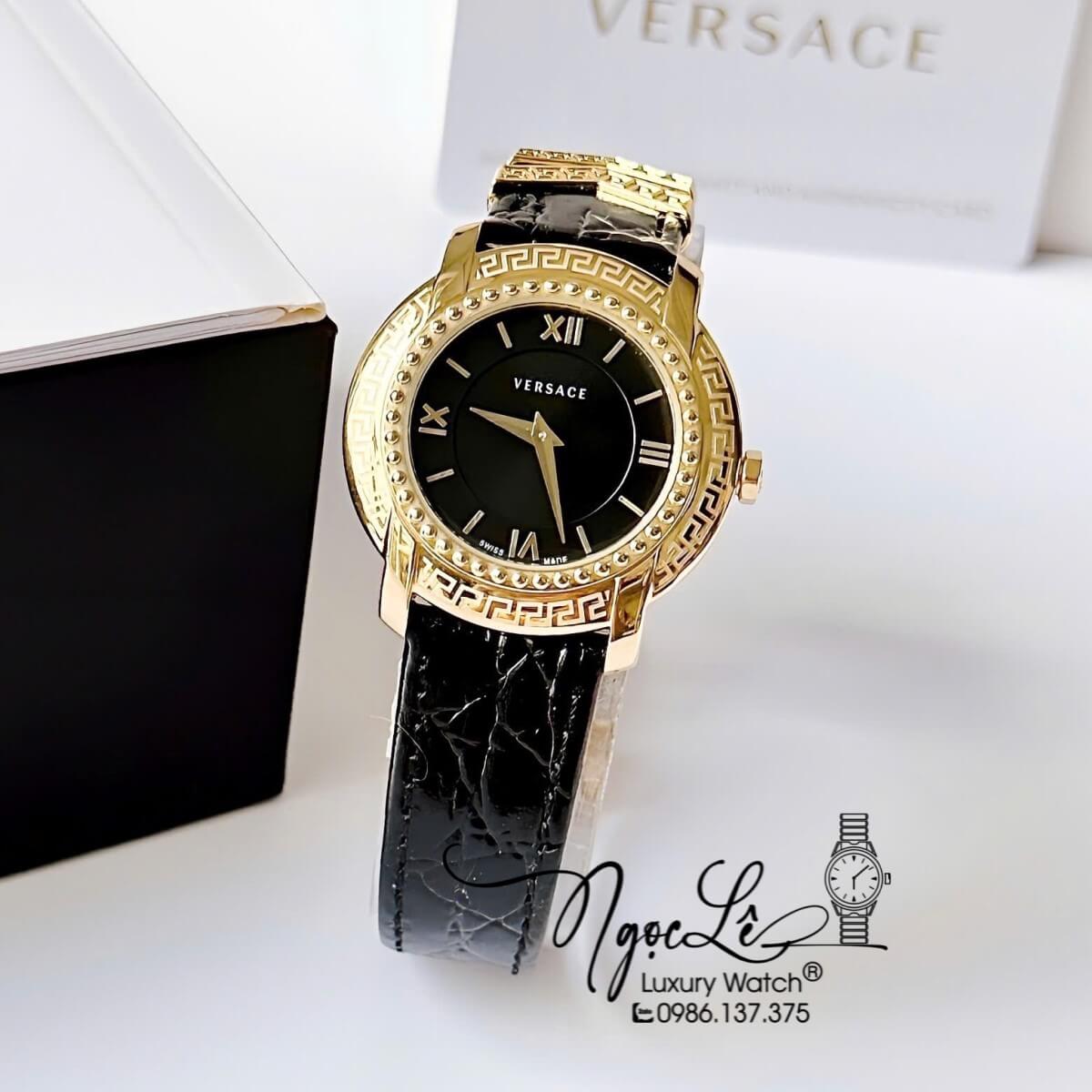 Đồng Hồ Versace DV-25 Nữ Mặt Tròn Dây Da Đen 36mm